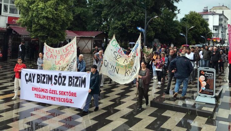 ÇAY ÜRETİCİLERİ YENİ ÇAY YASASI TASARISINI PROTESTO ETTİ.