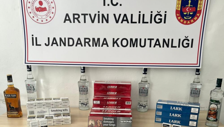 Artvin’de jandarmadan kaçak sigara ve içki operasyonu